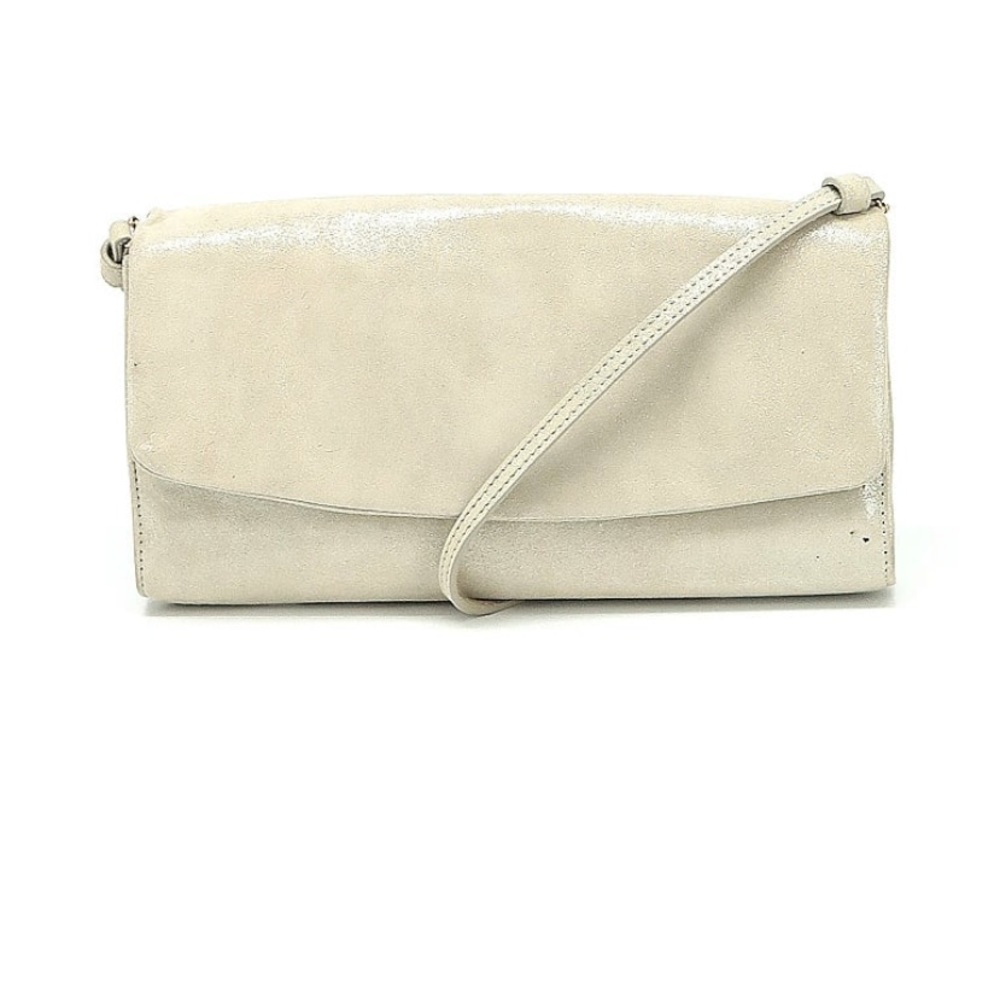 Shimmery Ivory lamb skin clutch. Hobbs London Kate Middleton Princess of Wales
